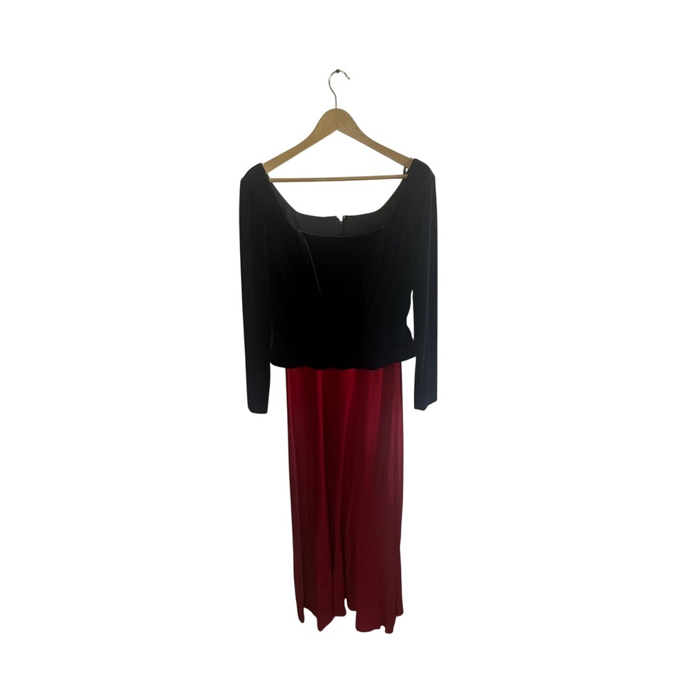 Jessica McClintock Bridal Millennium 2000 Size 14 Red Black Velvet Satin Dress